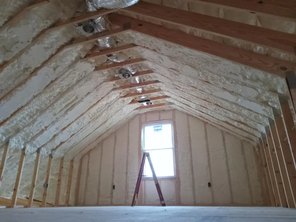 Spray foam roofing application for Crawl Space Insulation project in Killingly